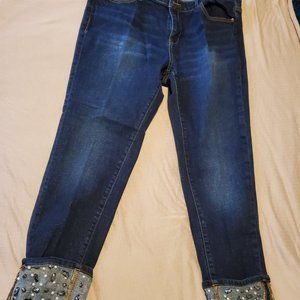New York and Company Jeweled Cropped Jeans